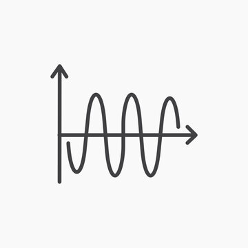 Wave sine icon flat outline in black
