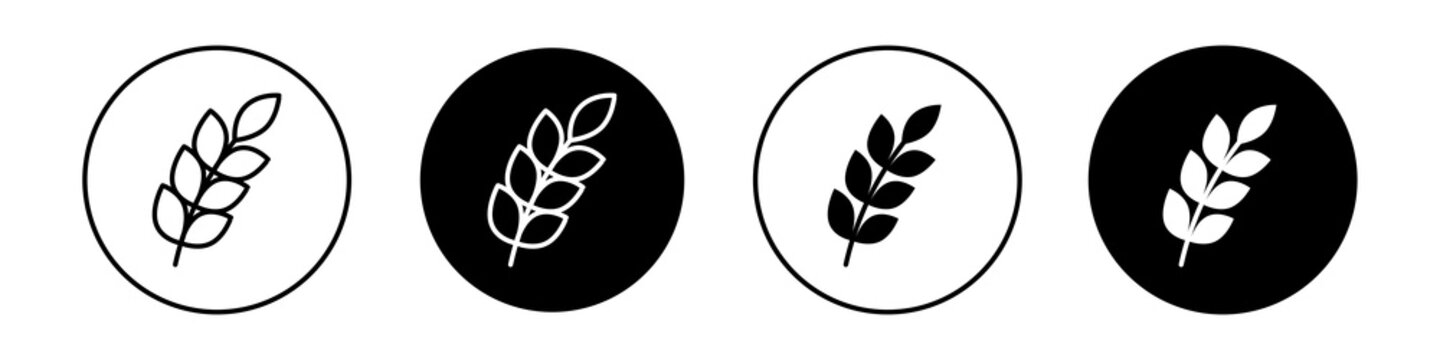 Wheat icon flat outline in black