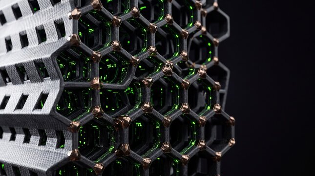 Futuristic Metamaterial 3D Printed Lattice Structure Close Up