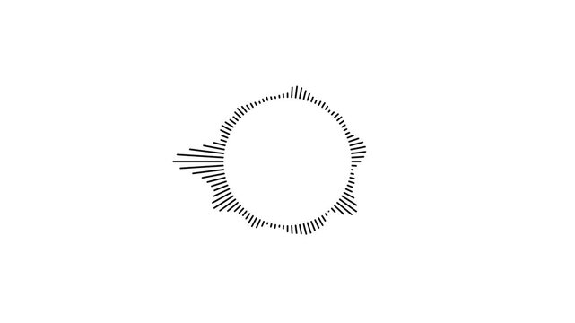 Animated circular sound spectrum and equalizer visualizer with seamless audio wave loop on white background