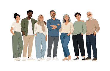 Obraz premium Diverse group of people standing together in casual clothing
