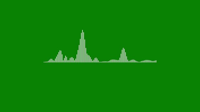 Minimal white horizontal audio equalizer with animated sound frequency bars on green background