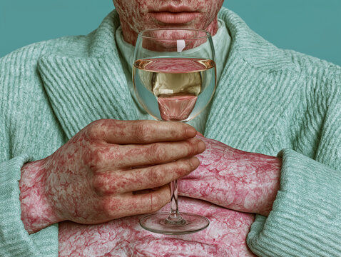The scene shows a classical statue holding a pink wine glass. It is ideal for art editorials, beverage campaigns, and luxury branding.