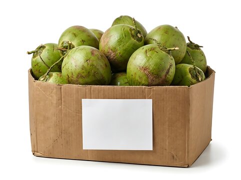 Fresh green avocados in a cardboard box