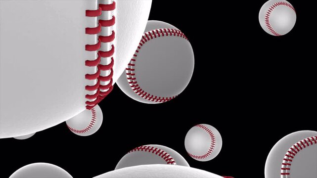 Dynamic Baseball Transition Pack With Spinning White Ball and Red Stitch Motion on Alpha Channel Transparent Background for Sports Broadcast Titles, Promo Graphics and Video Editing
