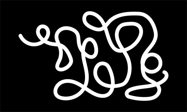 Abstract continuous white line doodle