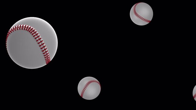 Premium Baseball Transition Collection With Rotating White Ball and Red Stitch Motion on Alpha Channel Transparent Background for Sports Intros, Broadcast Promos, Titles and Video Editing