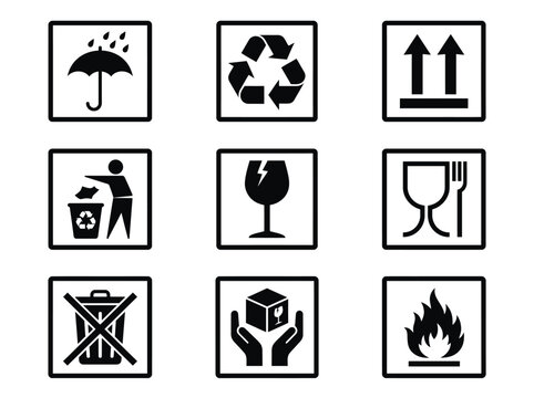 Packaging and Shipping Care Symbols Icon Set AI-Generated | Human-Refined | Quality Checked