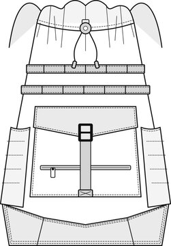 Structured Backpack Vector Template with Technical Details and Multiple Compartments Design
