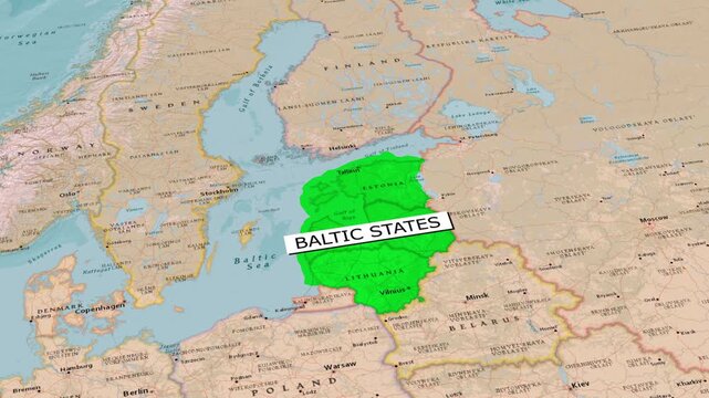 Baltic States Region Map Estonia Latvia Lithuania Animation