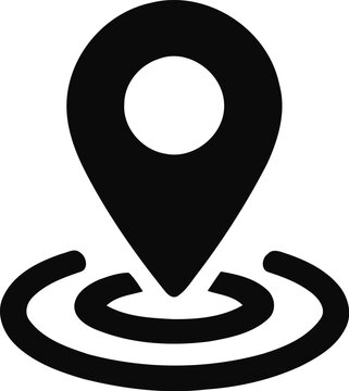Location pin icon with concentric circles on a white background 