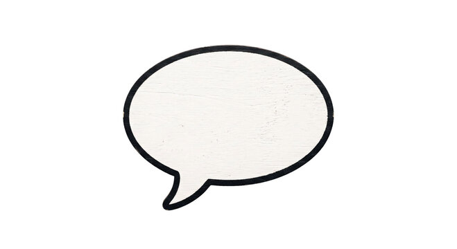 Blank white speech bubble with black outline on a white background
