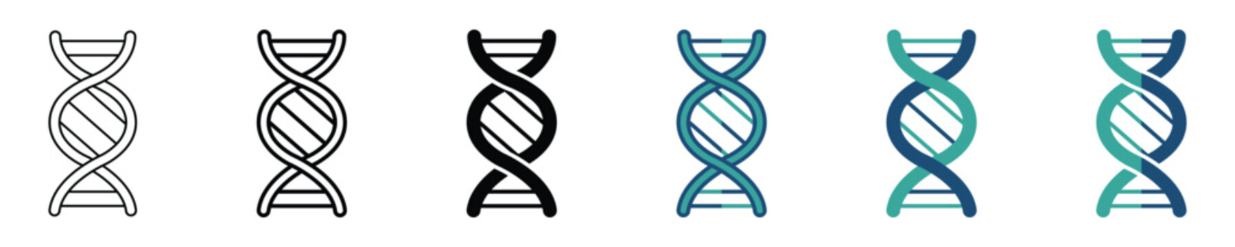 DNA genetic strand spiral biology science icon set, vector illustration