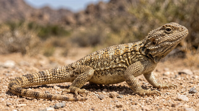 Bearded toad-headed agama (Phrynocephalus mystaceus) in desert habitat