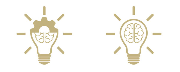 Sand Knowledge Brain and Settings Icon Set Isolated on Transparent Background PNG Vector Symbols © House of Designs