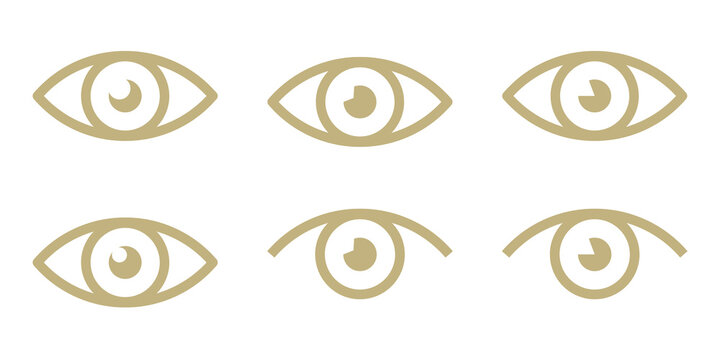 Sand Flat Eye Icon Set Isolated on Transparent Background PNG Vision Sight Vector Symbols