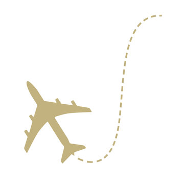 Sand Airplane Line Path Icon Isolated on Transparent Background PNG Flight Route Aviation Symbol