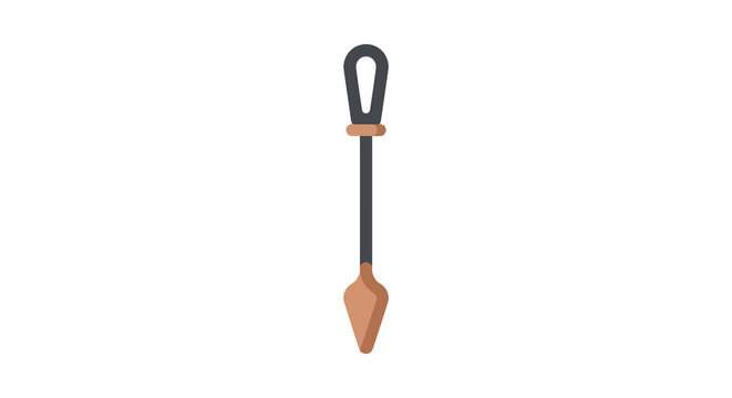 Flat vector illustration of a gardening trowel with a brown blade and dark handle