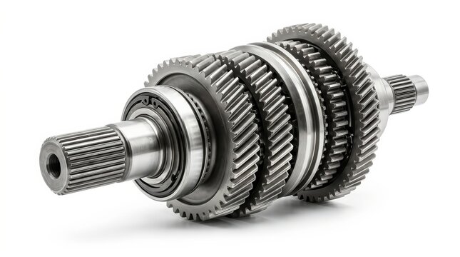Detailed view of a car automatic transmission shaft and gearshift mechanism.