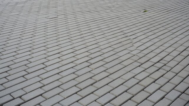 Diagonal rows of gray paving stones.