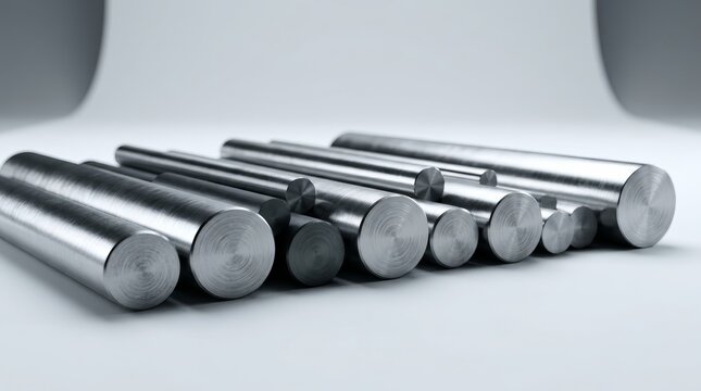 A collection of different sized metal rod bars representing a construction concept.