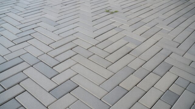 Herringbone pattern gray stone pavers.
