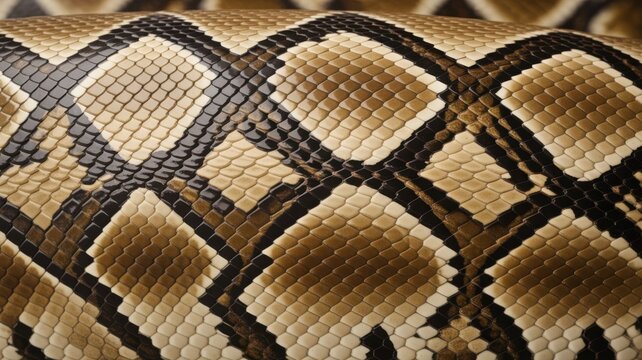 Close-up texture of python snake skin pattern scales.