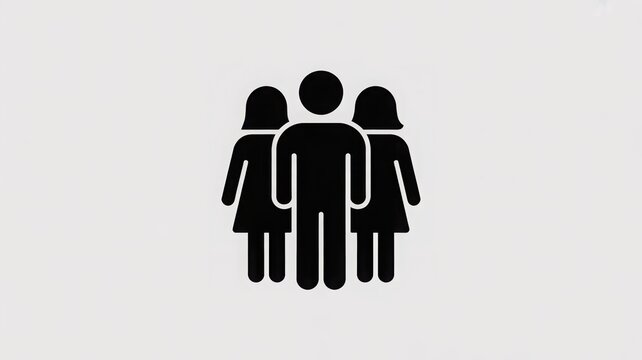 Three people icon representing a team or family isolated on white background