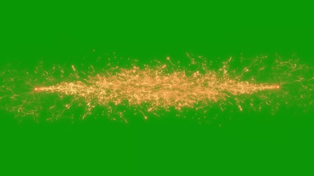 Golden glitter wave animation, flowing sparkling particles, luxury magic dust trail, shimmering glowing lights, abstract festive golden motion, elegant green background for text. 4k motion graphic