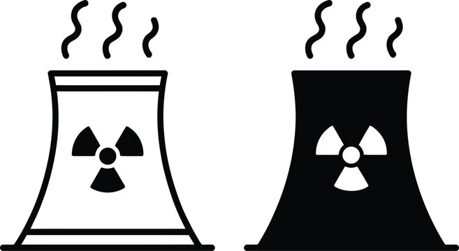 Nuclear power plant cooling tower vector illustration