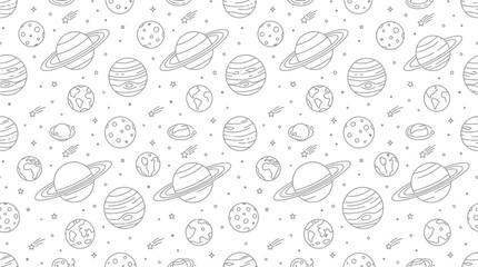 Cute Space Planets Pattern Isolated © bayu
