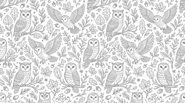 Cute Owl Pattern Illustration