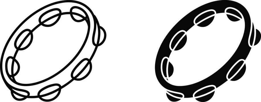 Angled tambourine percussion musical vector illustration