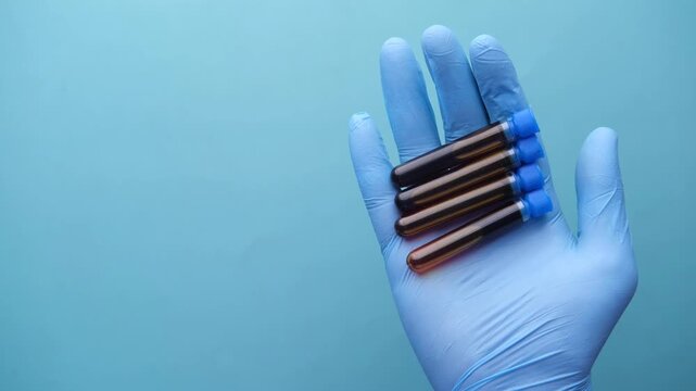 Doctor Hand Holding Test Tube with Donor Blood for Medical Research