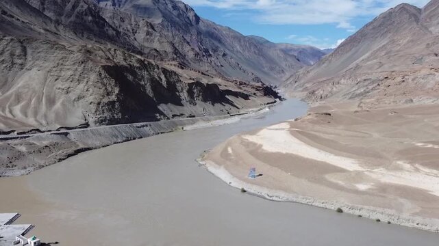 aerial view of indus river in Ladakh  India