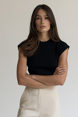 Obraz premium contemporary european woman in premium womenswear