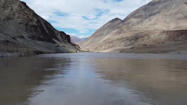 aerial view of indus river in Ladakh  India
