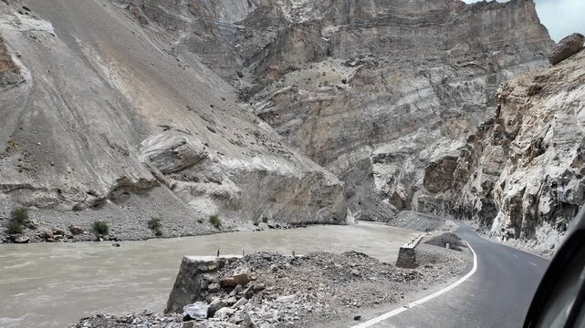 aerial view of indus river in Ladakh  India