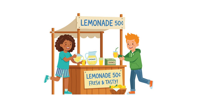 Children selling lemonade at a stand