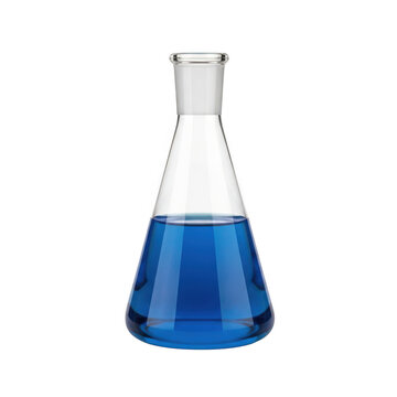 Erlenmeyer flask with blue liquid