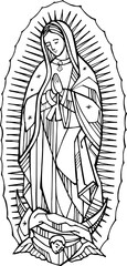 Fototapeta premium Our Lady of Guadalupe praying geometric line art 4