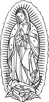Our Lady of Guadalupe praying geometric line art 4