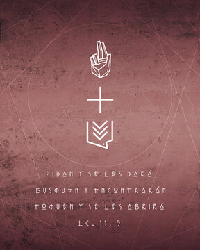 Ask seek and knock Spanish Bible verse illustration