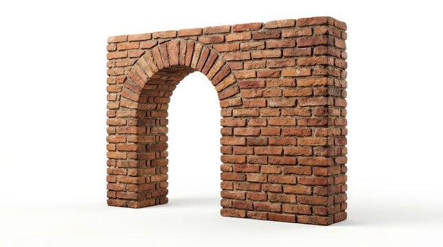 A weathered red brick arch featuring an ancient architectural style.