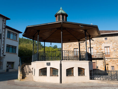 Visit the bandstand in Zalla, Bizkaia, Basque Country, Spain on a sunny day
