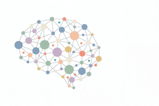 Human brain neural network nodes flat vector