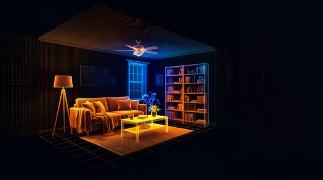 3D point cloud living room interior scan
