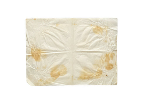 Folded beige paper with origami crease design on white background
