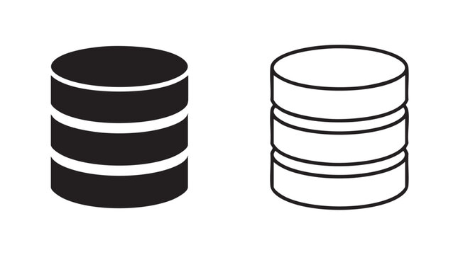 database cylinders stack vector icon set featuring data