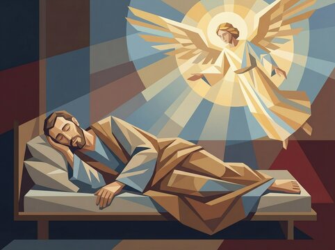 Sleeping Saint Joseph beneath the Holy Spirit dove